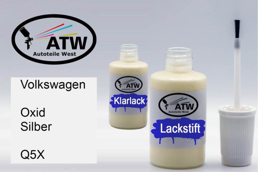 Volkswagen, Oxid Silber, Q5X: 20ml Lackstift + 20ml Klarlack - Set, von ATW Autoteile West.